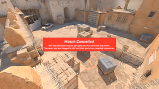 Game cancelled message overlayed on Dust 2